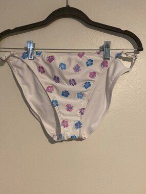 No Boundaries Juniors XL 15-17 White Bikini Bottom Floral Embroidery Beach Pool